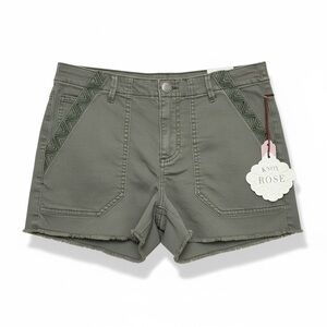 NWT Knox Rose Mid Rise Shorts with Embroidered Trim Raw Hem Casual Summer Cotton